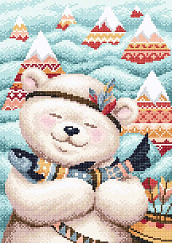 МС-051 Мишка с рыбкой. Стразы 27*38 см (108*152 кл.)